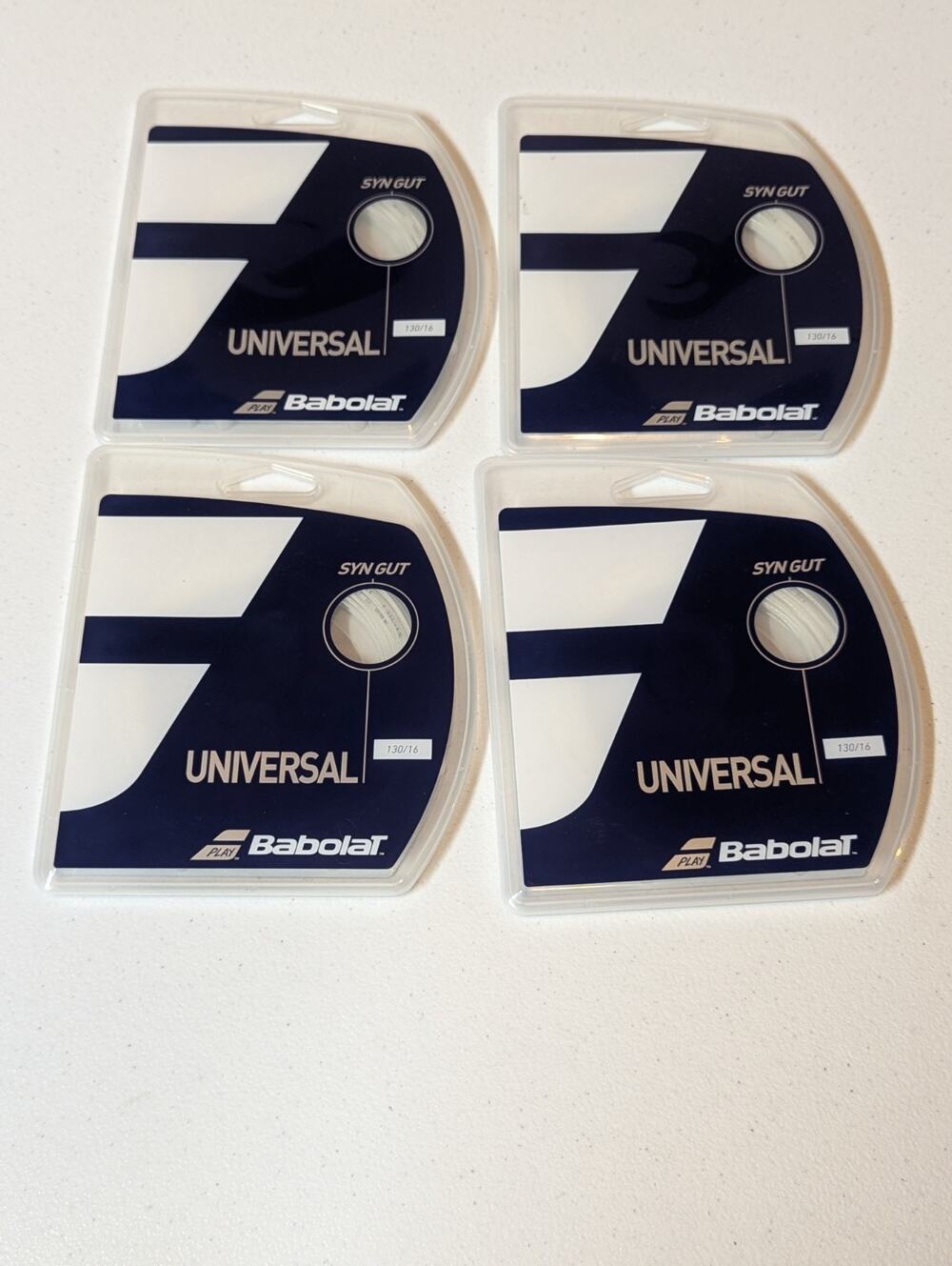 4-Pack Babolat Syn Gut 16g 40ft Comfort Tennis String 130/16 NEW White